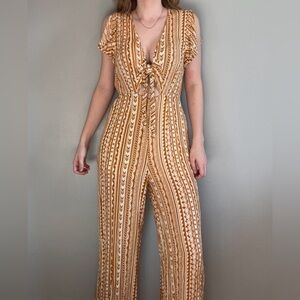Favlux Chic Patterned Tie-Front Jumpsuit
